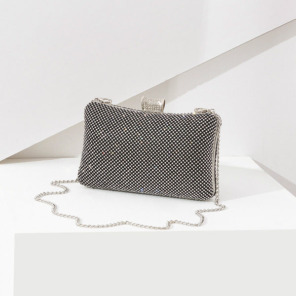 Hinge Handbags with Rhinestone and Glitter Crystal Details