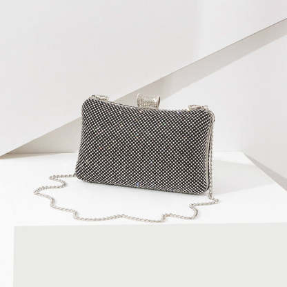 Hinge Handbags with Rhinestone and Glitter Crystal Details