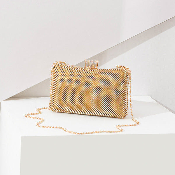 Hinge Handbags with Rhinestone and Glitter Crystal Details