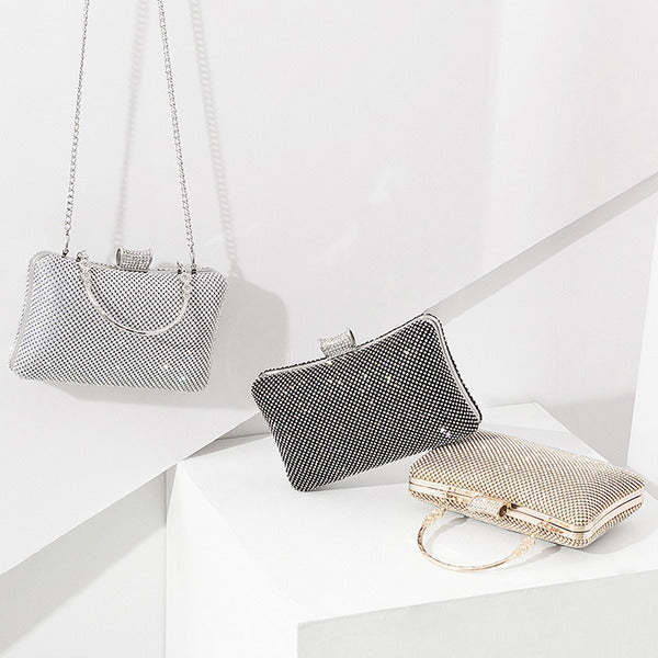 Hinge Handbags with Rhinestone and Glitter Crystal Details