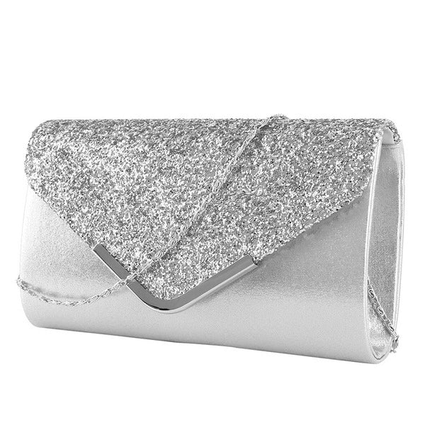 Metal-Edged Clutch Bags with Glitter Envelopes