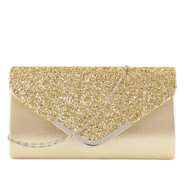 Metal-Edged Clutch Bags with Glitter Envelopes