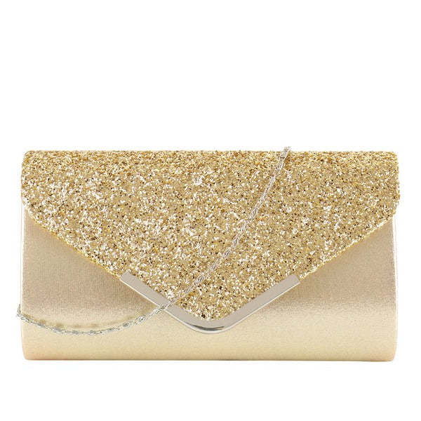 Metal-Edged Clutch Bags with Glitter Envelopes