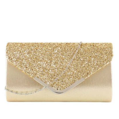 Metal-Edged Clutch Bags with Glitter Envelopes