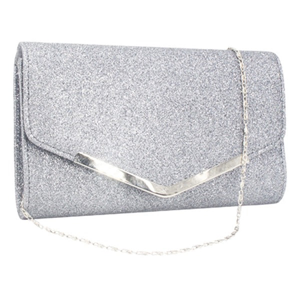 Metal-Edged Clutch Bags with Glitter Envelopes