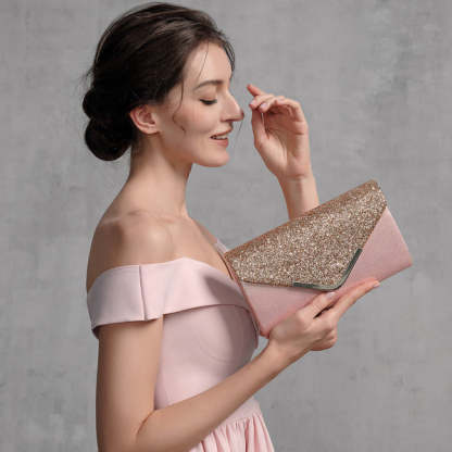 Metal-Edged Clutch Bags with Glitter Envelopes
