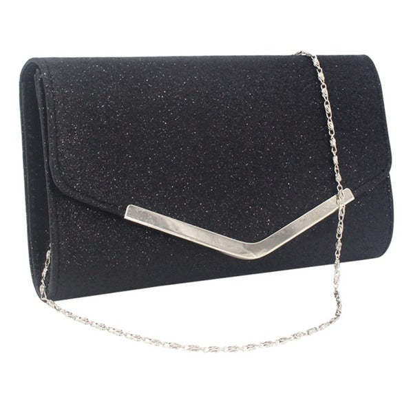 Metal-Edged Clutch Bags with Glitter Envelopes
