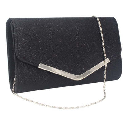 Metal-Edged Clutch Bags with Glitter Envelopes
