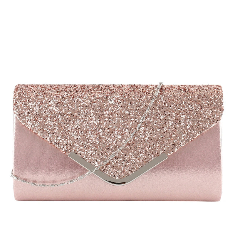 Metal-Edged Clutch Bags with Glitter Envelopes