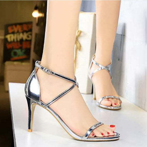 Bridal Shoes for Women: Minimalist Open-Toe Patent Leather with Buckle