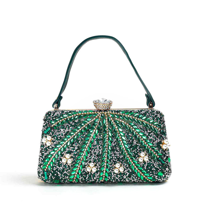 Unique Delicate Shining Handbags with Imitation Pearl Rhinestones