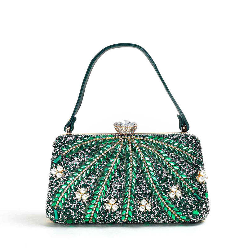 Unique Delicate Shining Handbags with Imitation Pearl Rhinestones