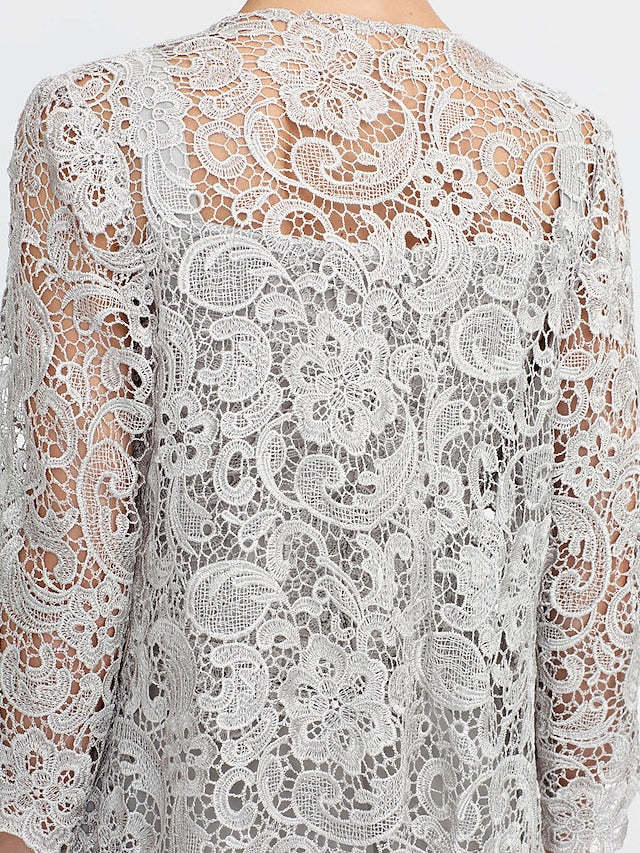 Floor-Length Square Neck Chiffon Mother of the Bride Pantsuit with Jacket & Side Split