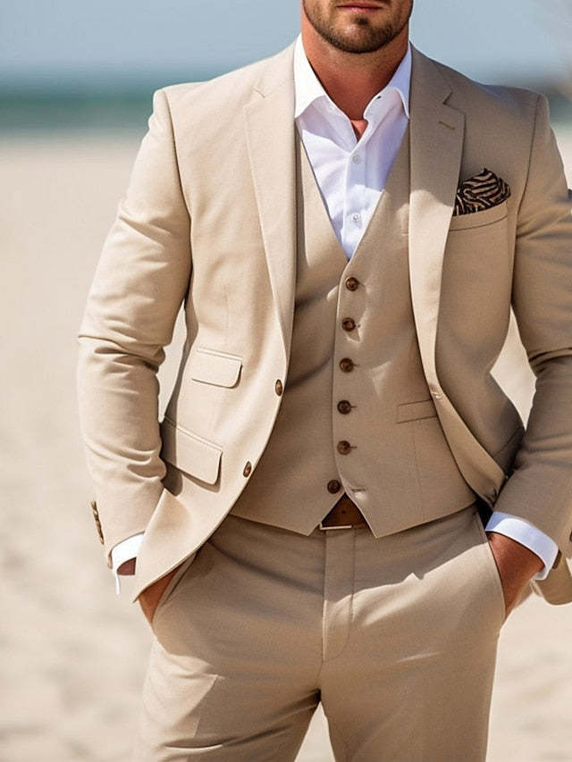 Three-Piece Single-Breasted Two-Button Wedding Suit For Men Tailored Fit