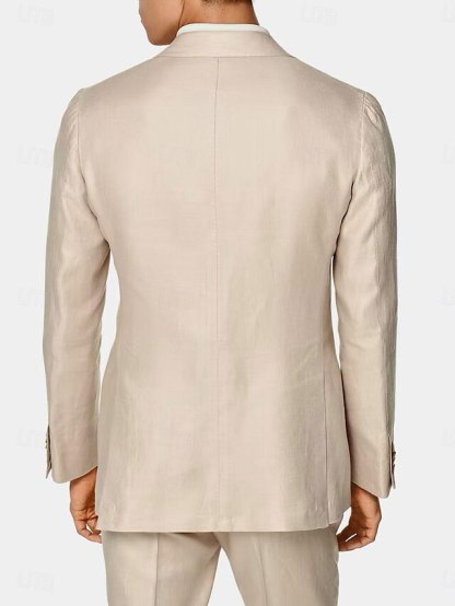 Double-Breasted Six-Button Two-Piece Wedding Suit For Men Standard Fit