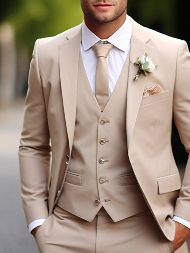 Three-Piece Wedding Suit For Men In Tailored Fit With Single Breast And Two Buttons
