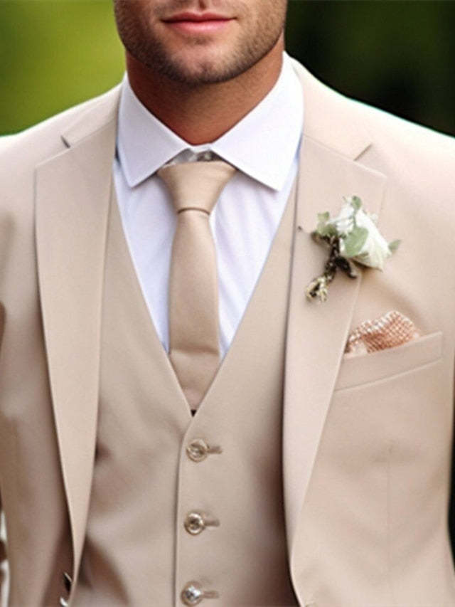 Three-Piece Wedding Suit For Men In Tailored Fit With Single Breast And Two Buttons
