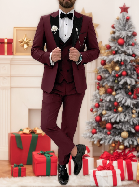 Single-Breasted One-Button Tailored Fit 3-Piece Wedding Suit For Men In Solid Colors