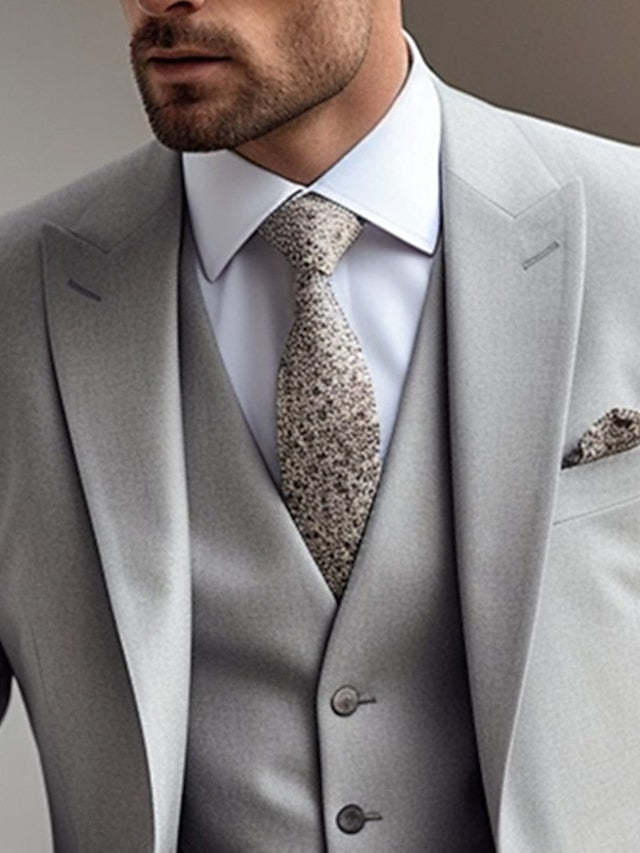Three-Piece Wedding Suit For Men In Tailored Fit With Single Breast And Two Buttons