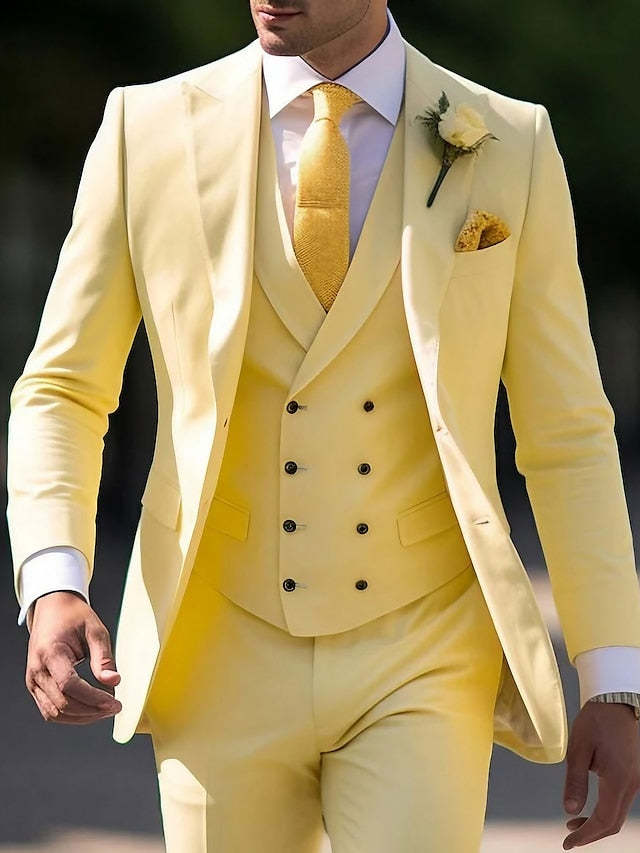 Three-Piece Tailored Fit Single-Breasted Wedding Suit For Men With Two Buttons