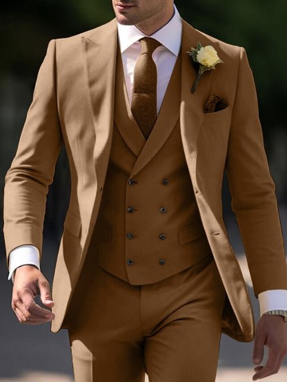 Three-Piece Tailored Fit Single-Breasted Wedding Suit For Men With Two Buttons