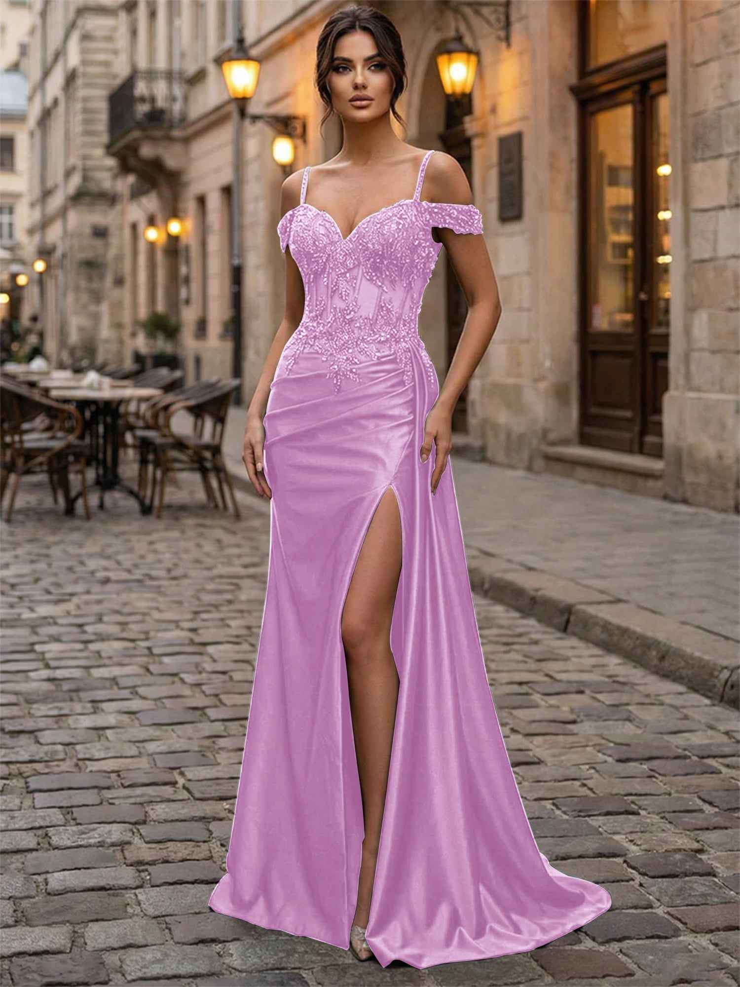 Emerald Green Beaded Corset Satin Long Prom Dress