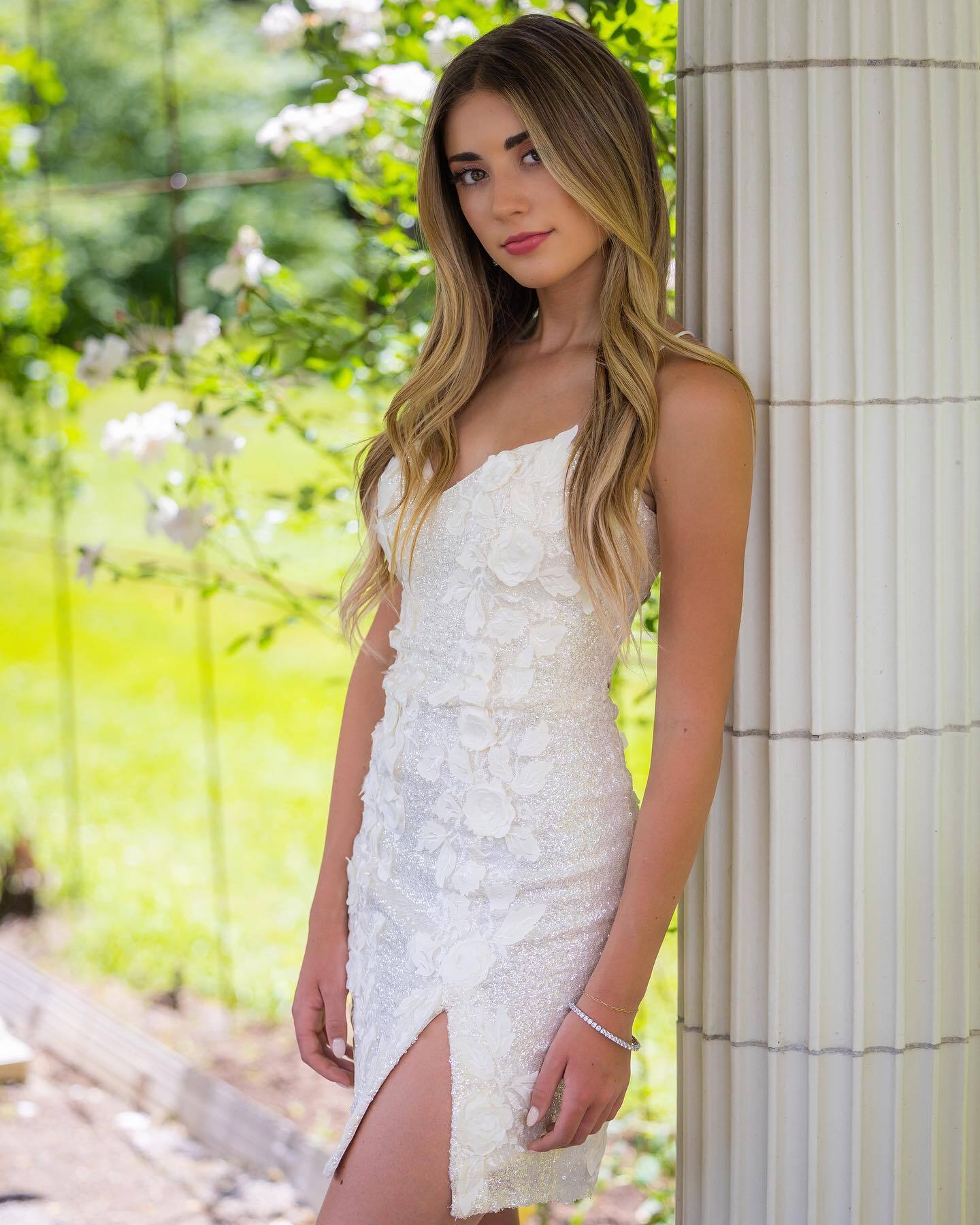 Sweetheart Spaghetti Strap Sheath Dress with Side Split and Appliques