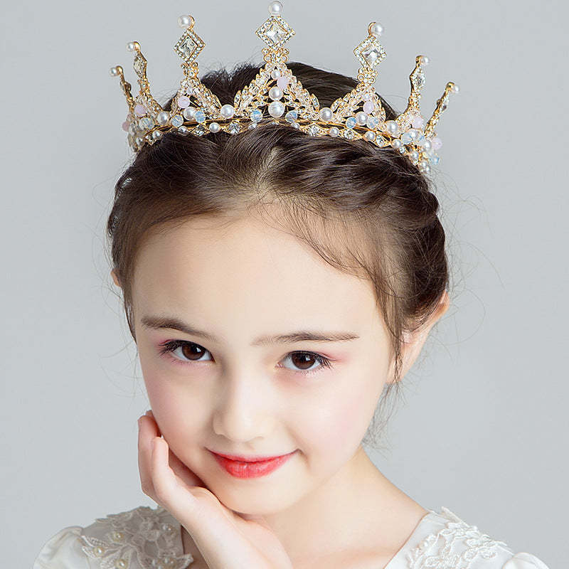 Retro Princess Crown Headpiece with Rhinestones for Children