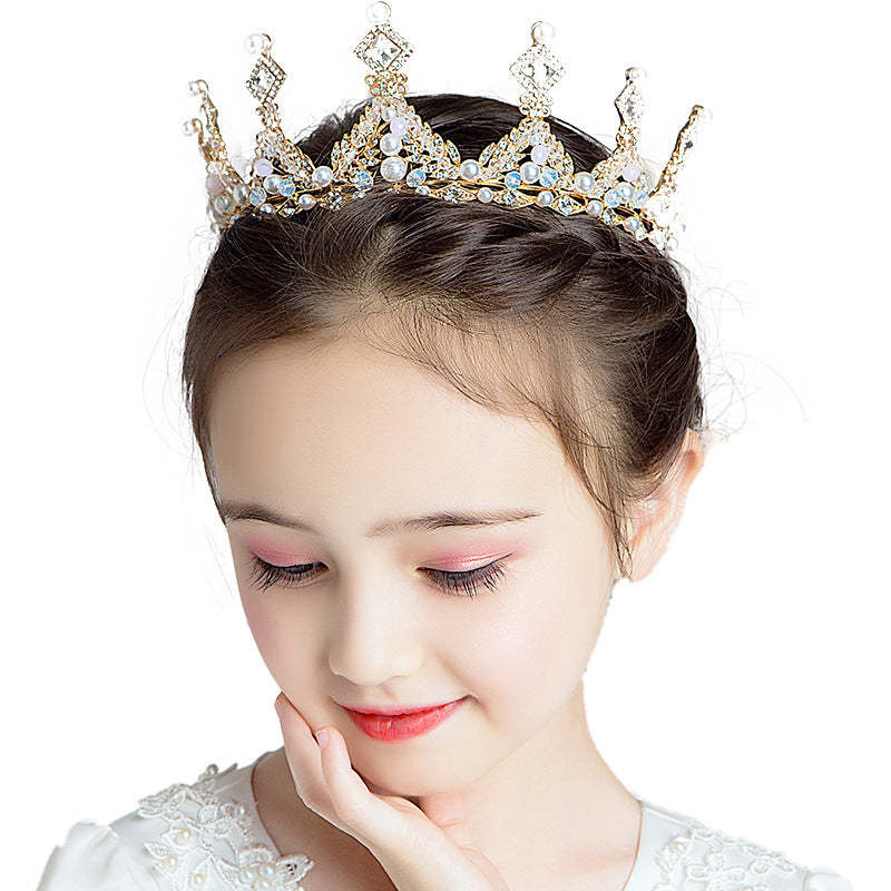 Retro Princess Crown Headpiece with Rhinestones for Children