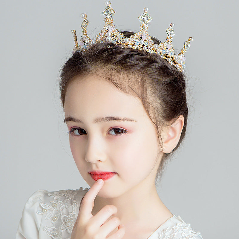 Retro Princess Crown Headpiece with Rhinestones for Children
