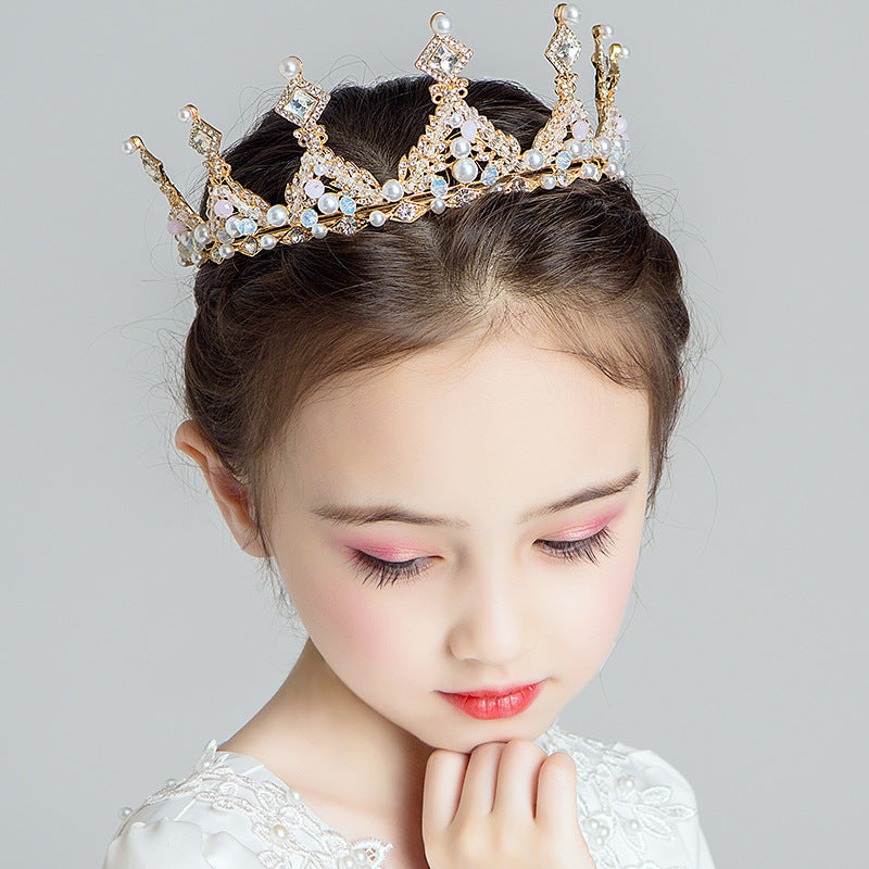 Retro Princess Crown Headpiece with Rhinestones for Children
