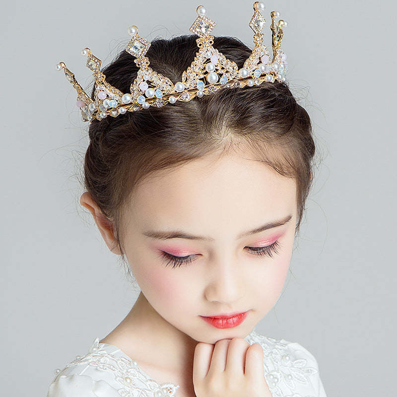 Retro Princess Crown Headpiece with Rhinestones for Children