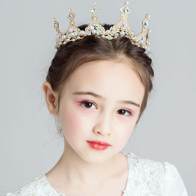 Retro Princess Crown Headpiece with Rhinestones for Children