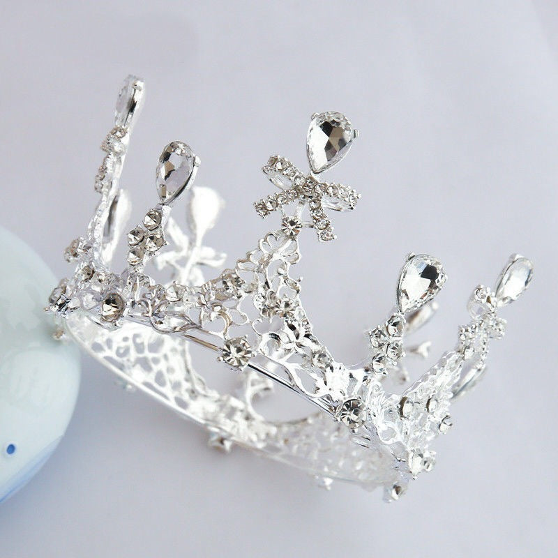 Mini Princess Crown Headpiece with Vintage Rhinestones