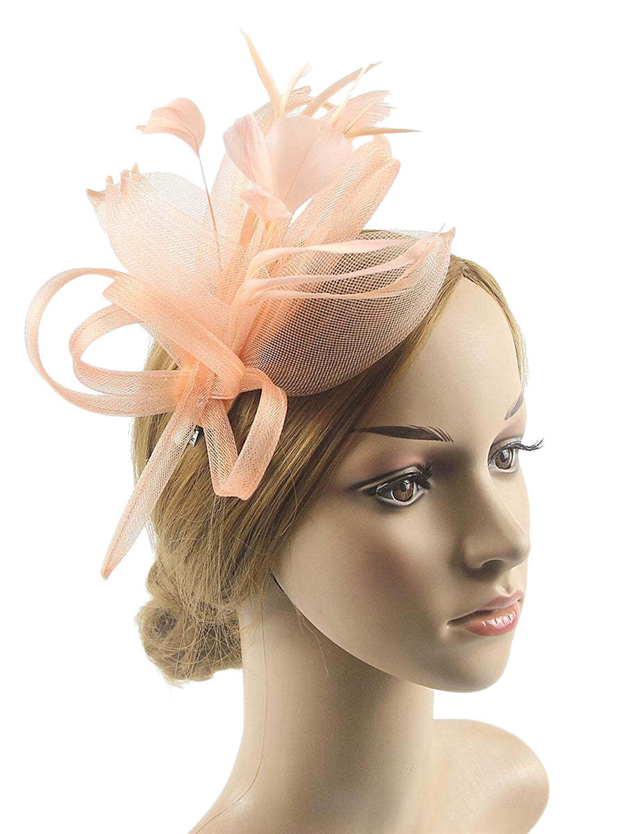 Floppy Organza Wedding Fascinator Headpiece with Vintage Bow & Feather