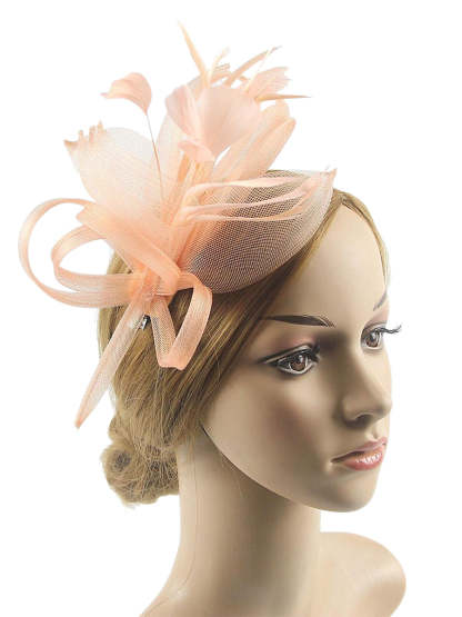Floppy Organza Wedding Fascinator Headpiece with Vintage Bow & Feather