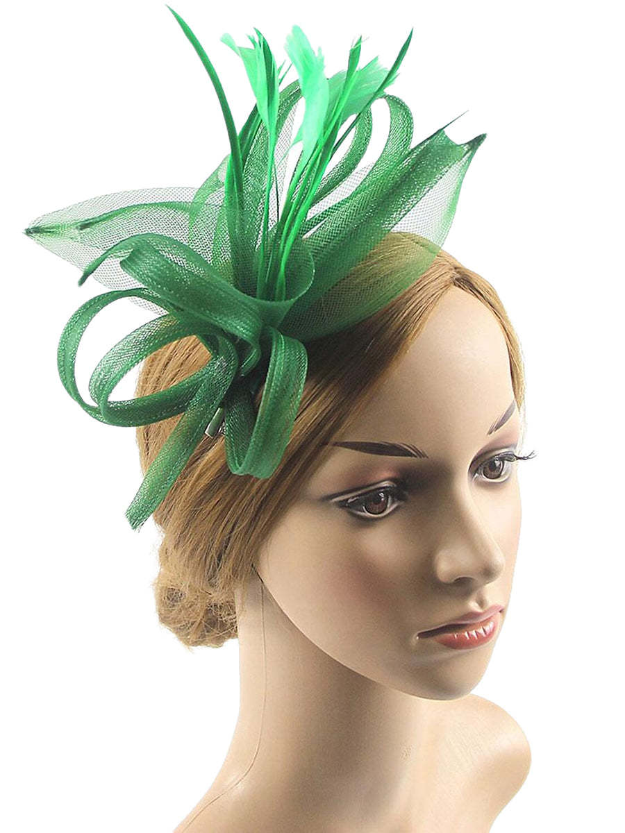 Floppy Organza Wedding Fascinator Headpiece with Vintage Bow & Feather
