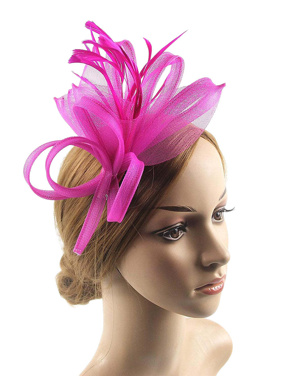 Floppy Organza Wedding Fascinator Headpiece with Vintage Bow & Feather