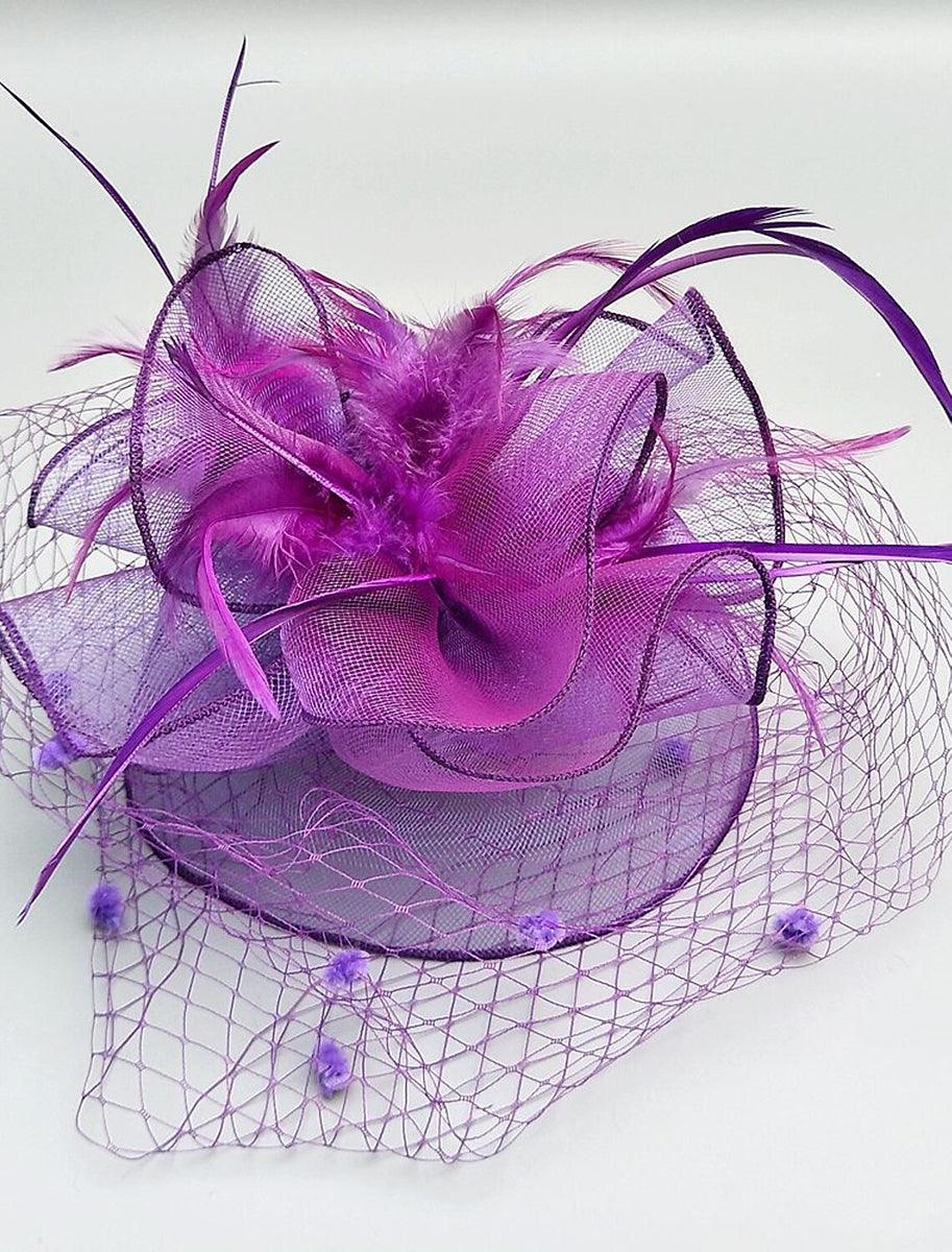 Vintage Kentucky Derby Headpiece for Women with Feather and Flower