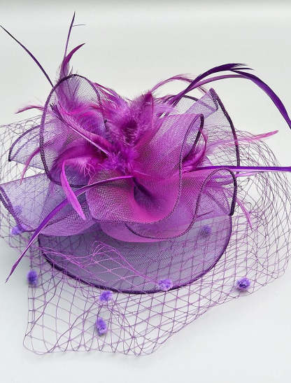 Vintage Kentucky Derby Headpiece for Women with Feather and Flower