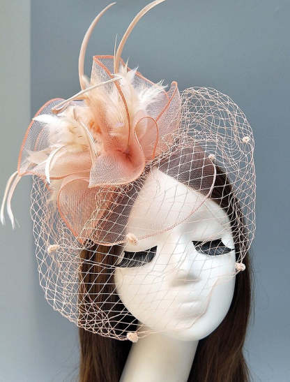 Vintage Kentucky Derby Headpiece for Women with Feather and Flower