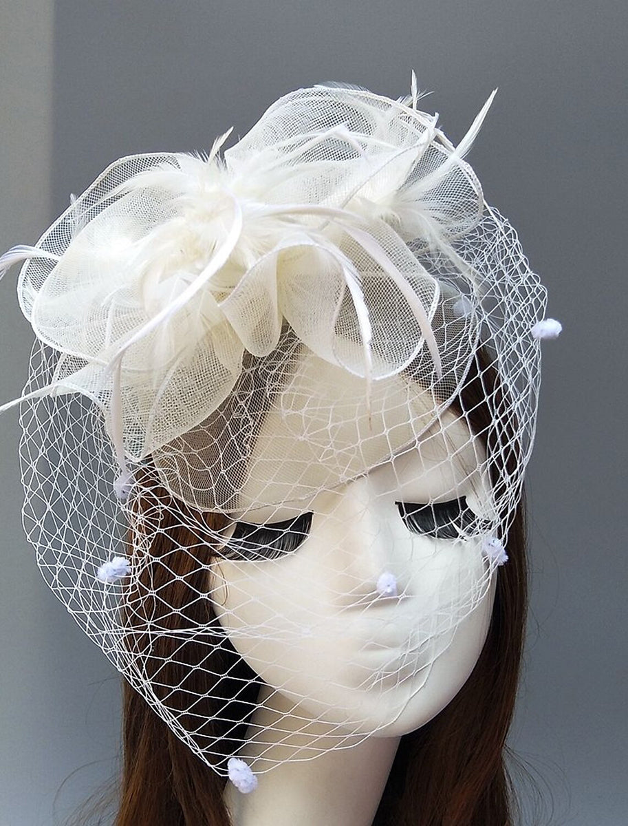 Vintage Kentucky Derby Headpiece for Women with Feather and Flower