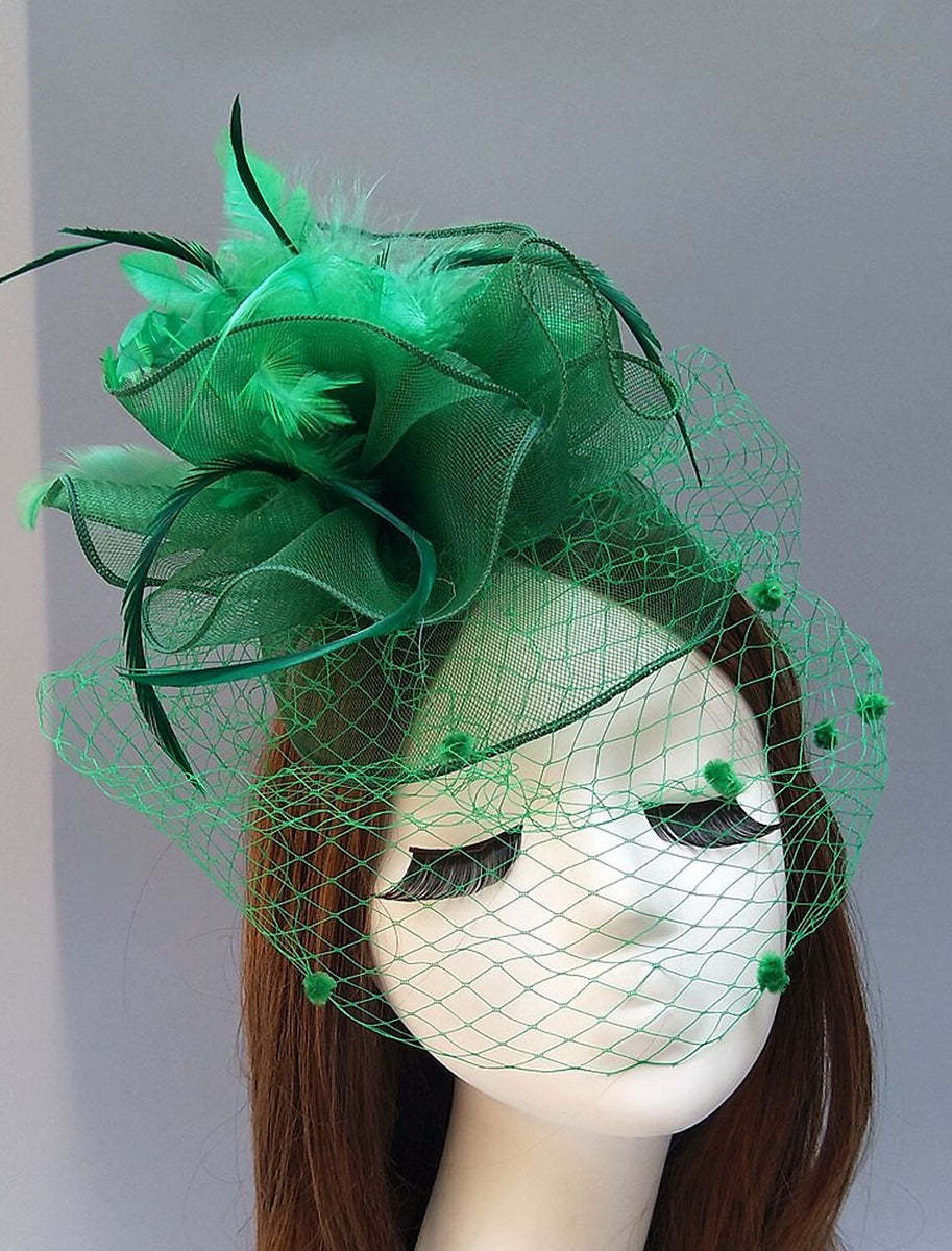 Vintage Kentucky Derby Headpiece for Women with Feather and Flower