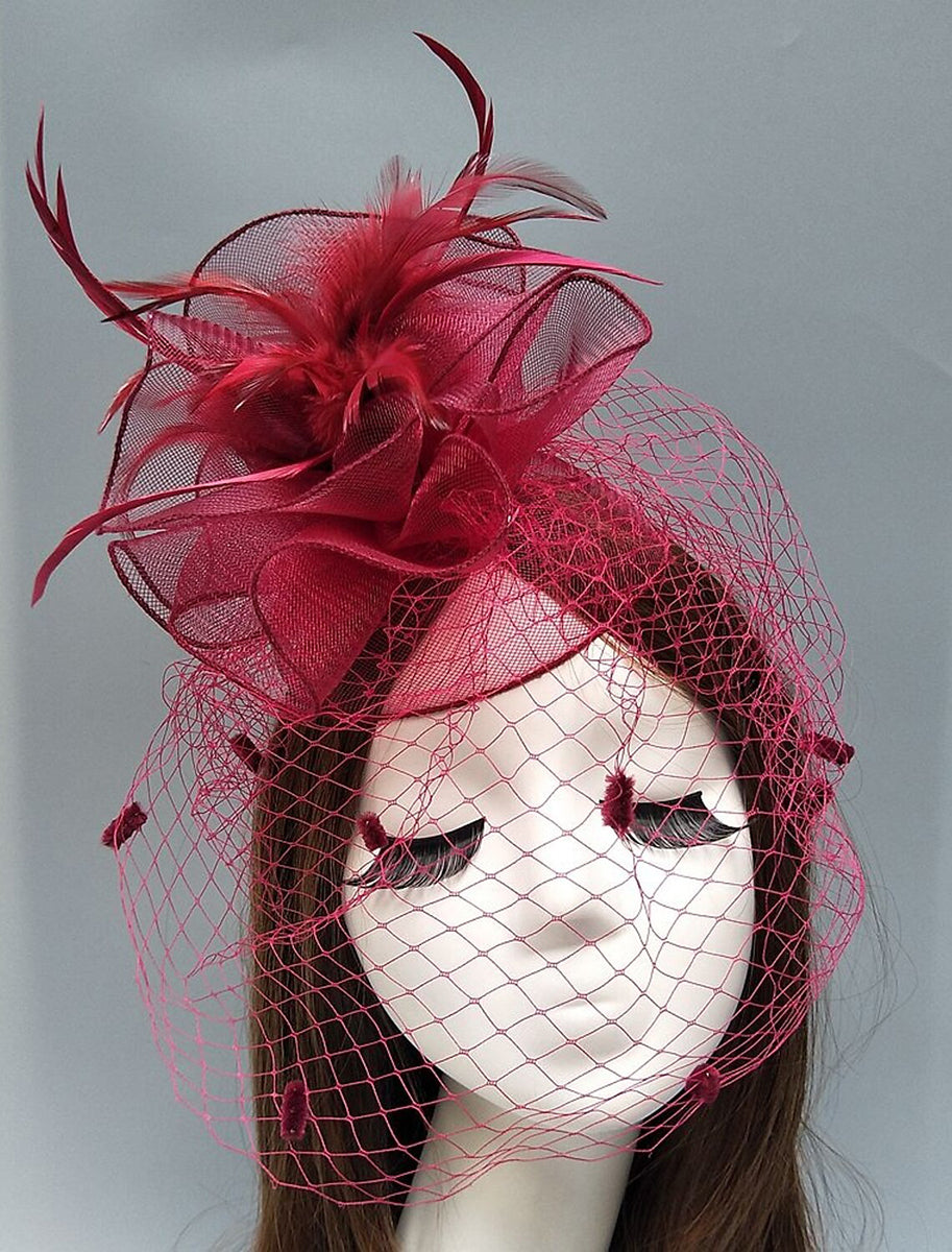 Vintage Kentucky Derby Headpiece for Women with Feather and Flower