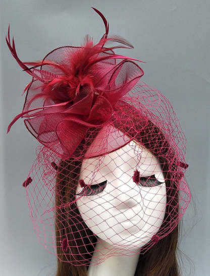 Vintage Kentucky Derby Headpiece for Women with Feather and Flower