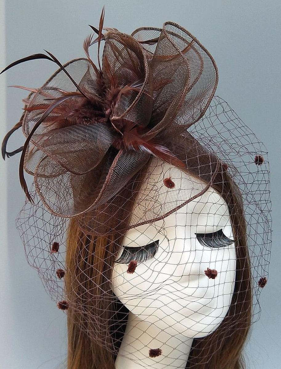 Vintage Kentucky Derby Headpiece for Women with Feather and Flower