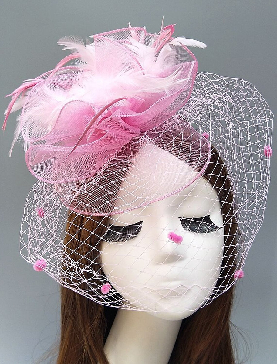 Vintage Kentucky Derby Headpiece for Women with Feather and Flower