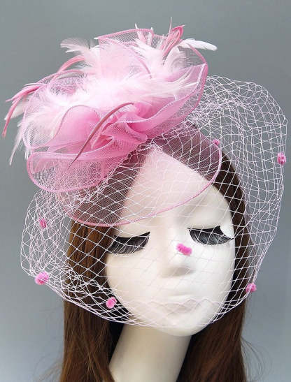 Vintage Kentucky Derby Headpiece for Women with Feather and Flower