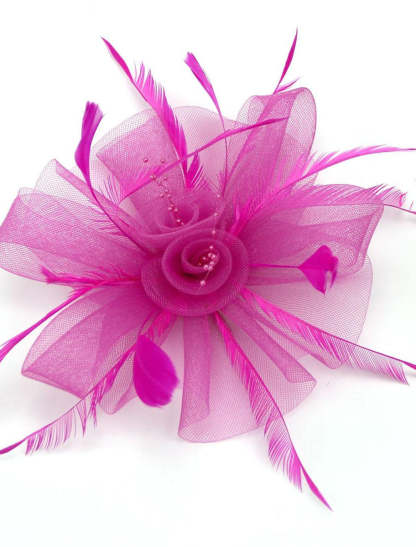 Vintage Veil Fedora Hat with Flower and Feather for Women's Wedding Party