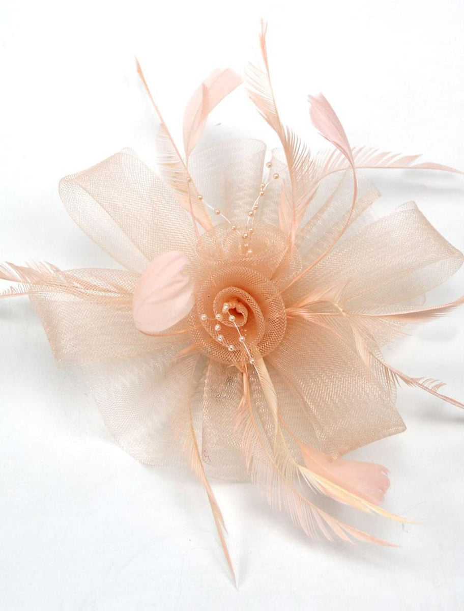 Vintage Veil Fedora Hat with Flower and Feather for Women's Wedding Party